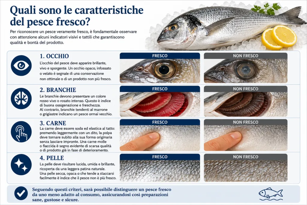 What are the characteristics of fresh fish?