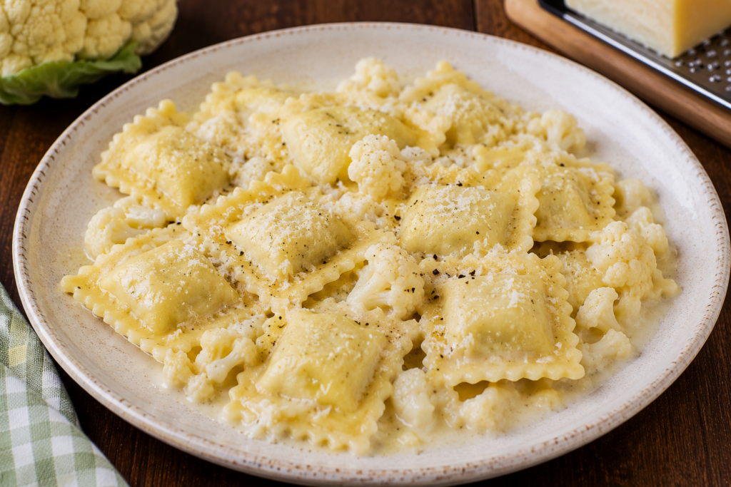 Ravioli con formaggio e cavolfiore
