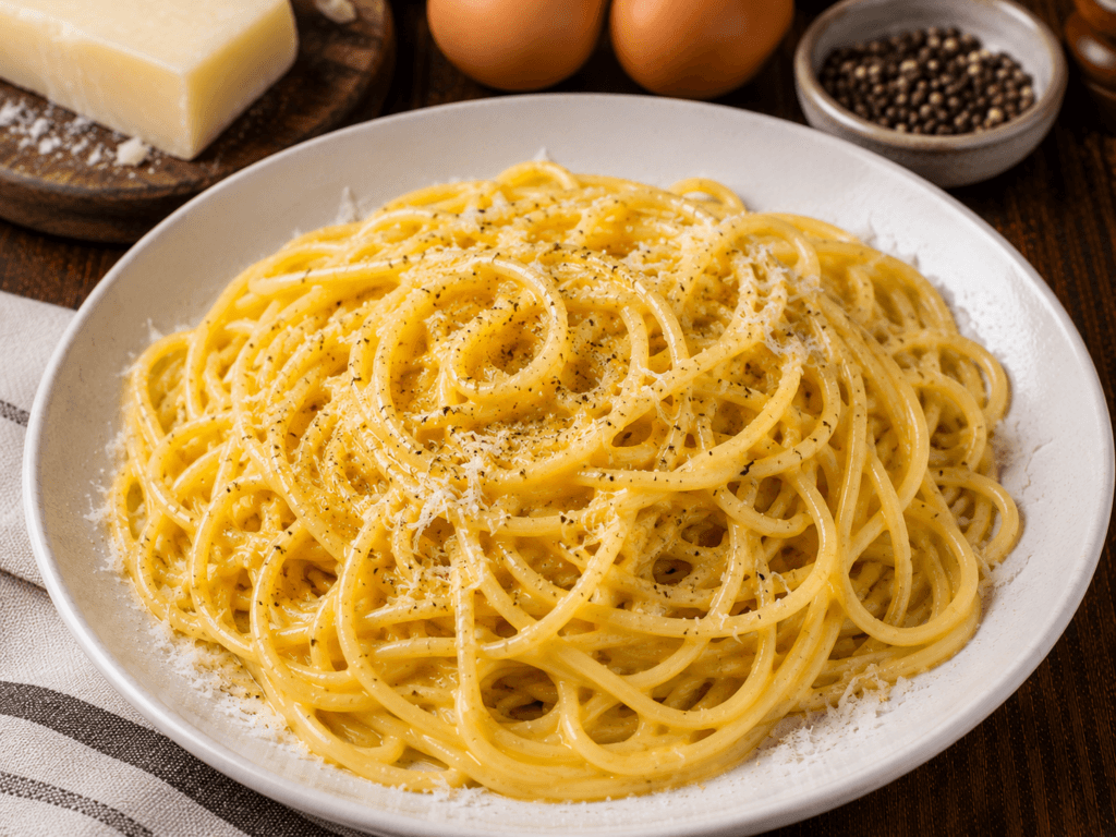 Spaghetti con pecorino e uova