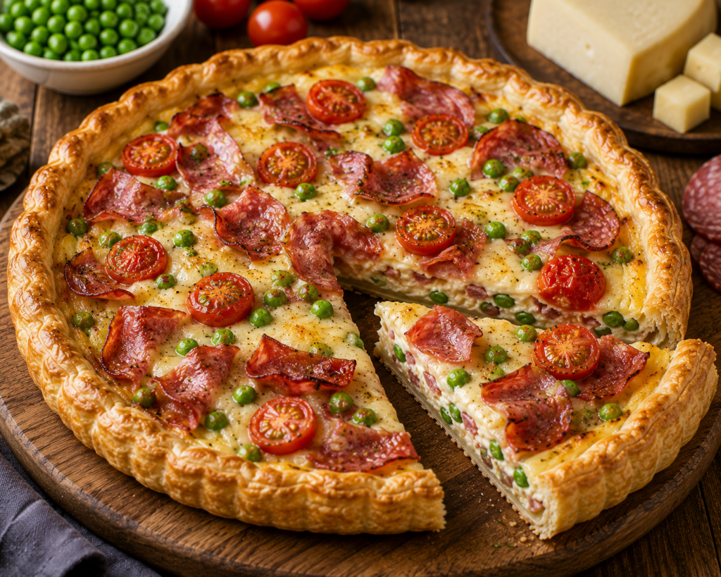 Torta salata con salame